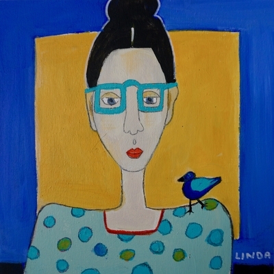 A Bluebird on Her Shoulder