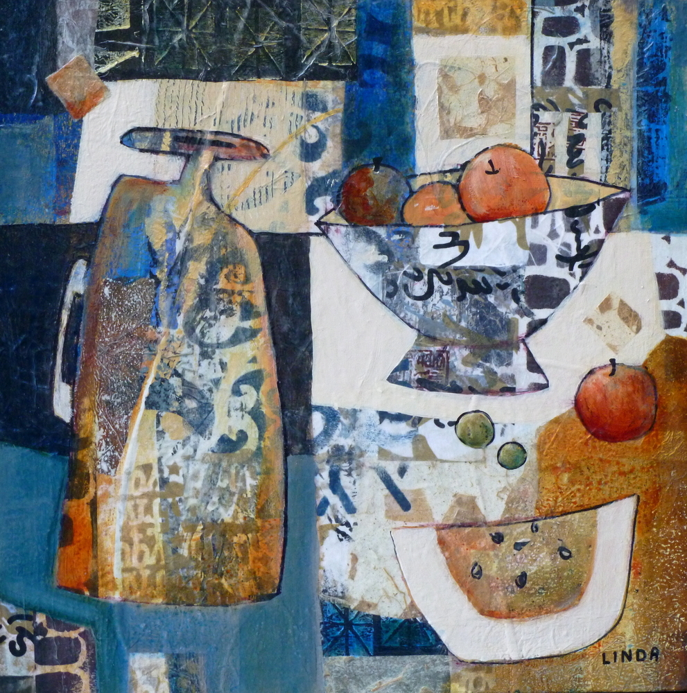 Linda Bell - Sold or Archived Paintings - Wonky pots (Fruit Bowl)